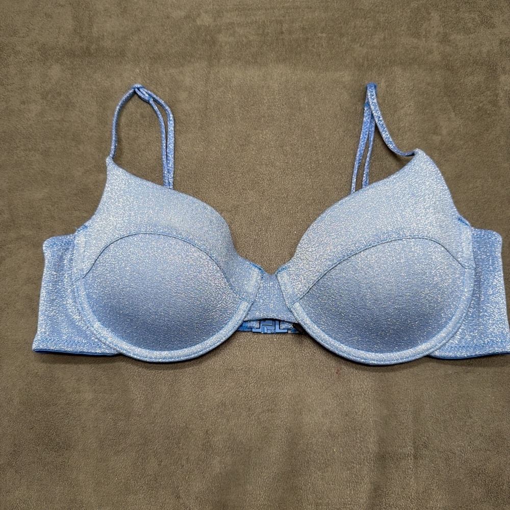 Triangl Romy Light Blue Sparkly Bikini Top Size Medium
